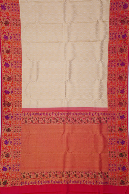 Kanchipuram Silk Brocade White Saree
