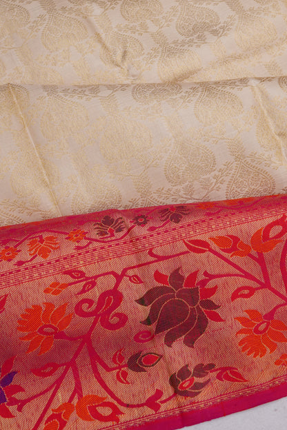 Kanchipuram Silk Brocade White Saree