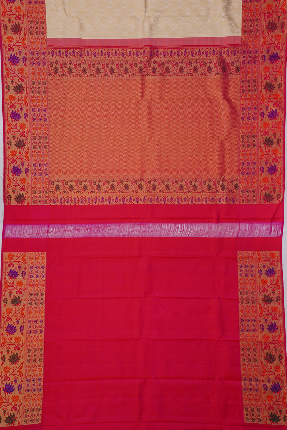Kanchipuram Silk Brocade White Saree
