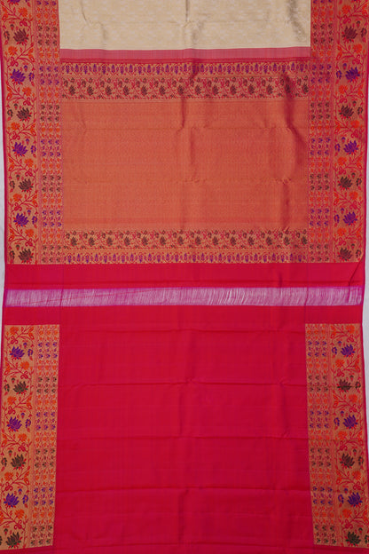Kanchipuram Silk Brocade White Saree