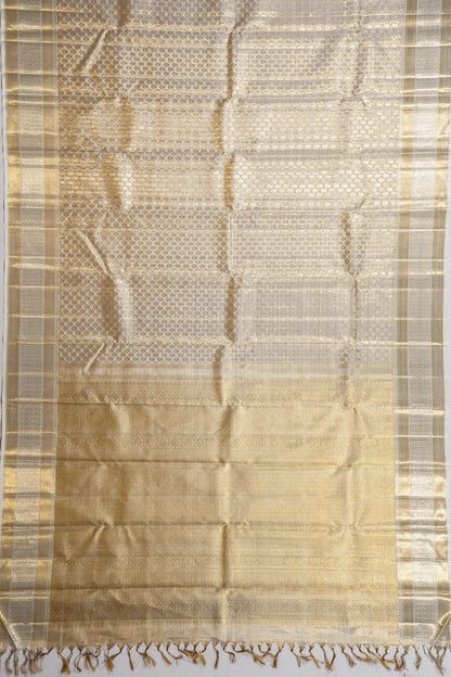 Kanchipuram Silk Tissue Brocade Cream Saree