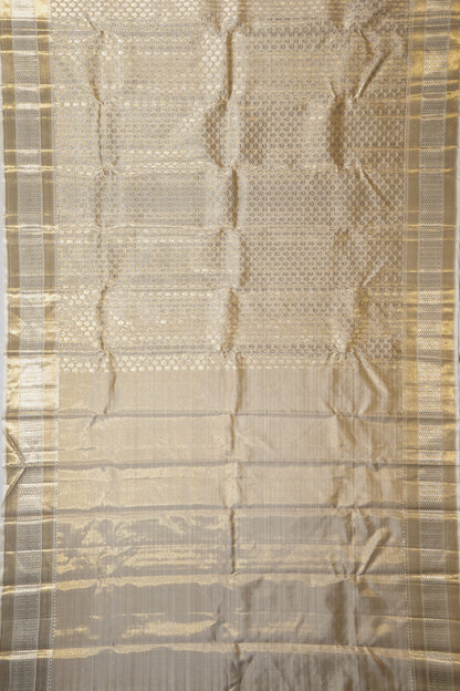 Kanchipuram Silk Tissue Brocade Cream Saree
