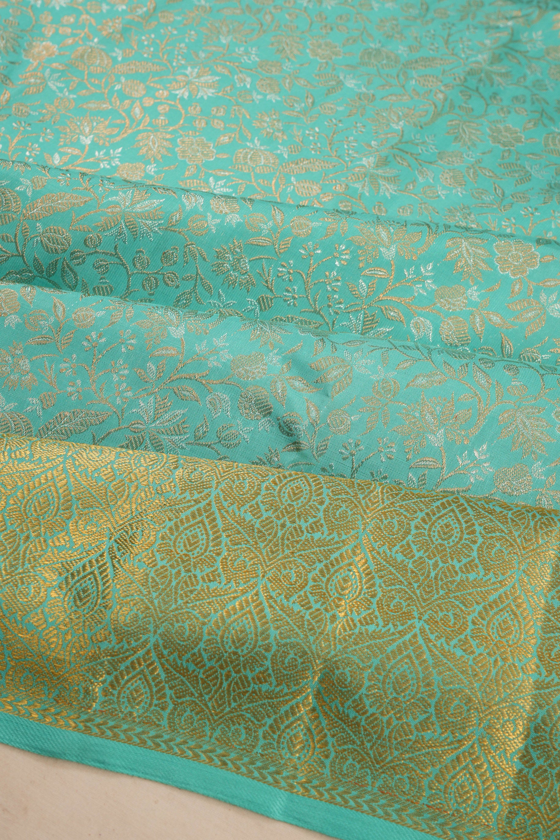 Kanchipuram Silk Brocade Sky Blue Saree