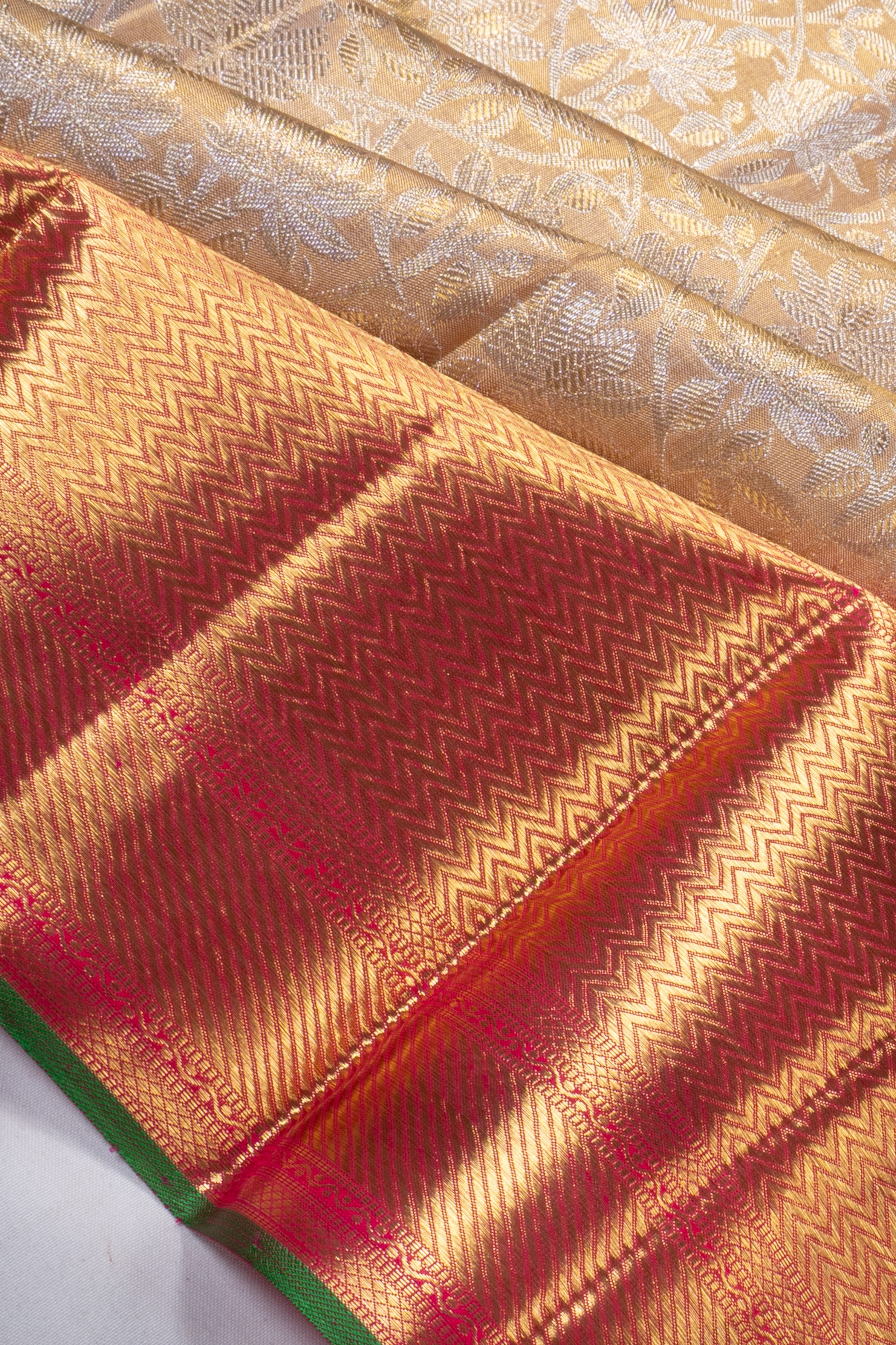 Kanchipuram Silk Tissue Brocade Gold Saree 1214835188