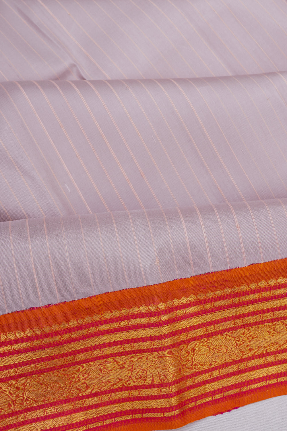 Kanchipuram Silk Lines Lavender Saree