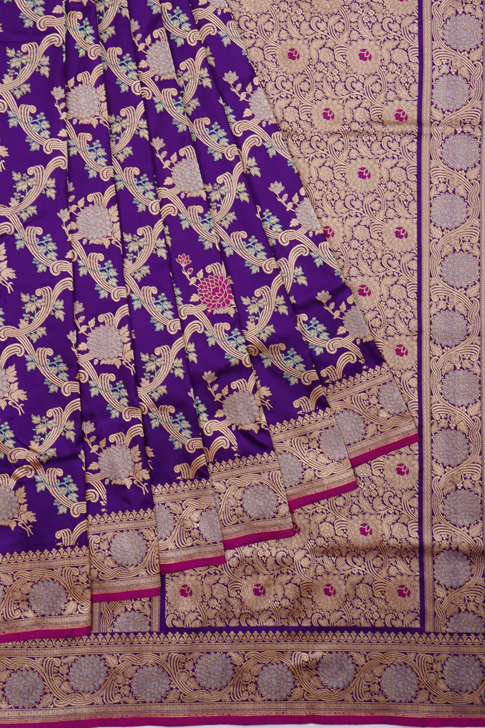 Banarasi Silk Kadwa Jaal Violet Saree 1214837480