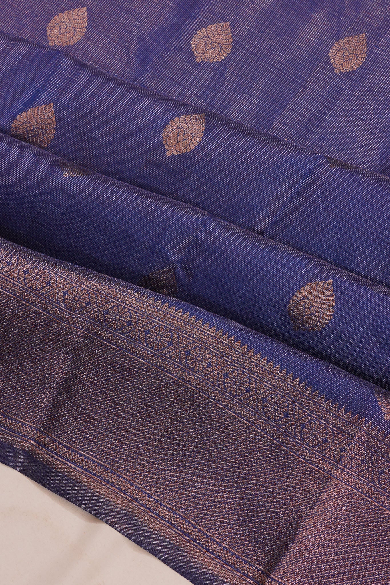 Taranga Kanchi Silk Tissue Oosi Lines And Butta Blue Saree