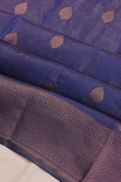 Taranga Kanchi Silk Tissue Oosi Lines And Butta Blue Saree