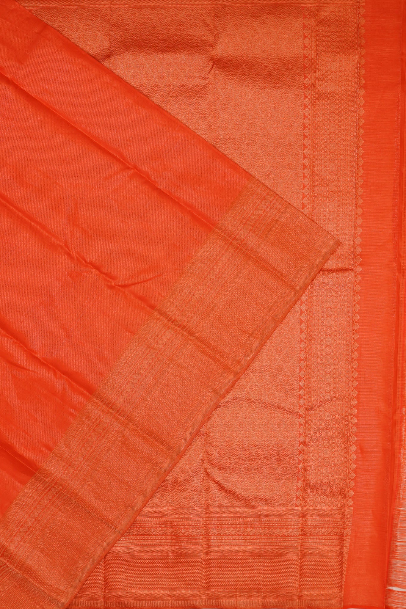 Taranga Kanchi Silk Tissue Oosi Lines Orange Saree