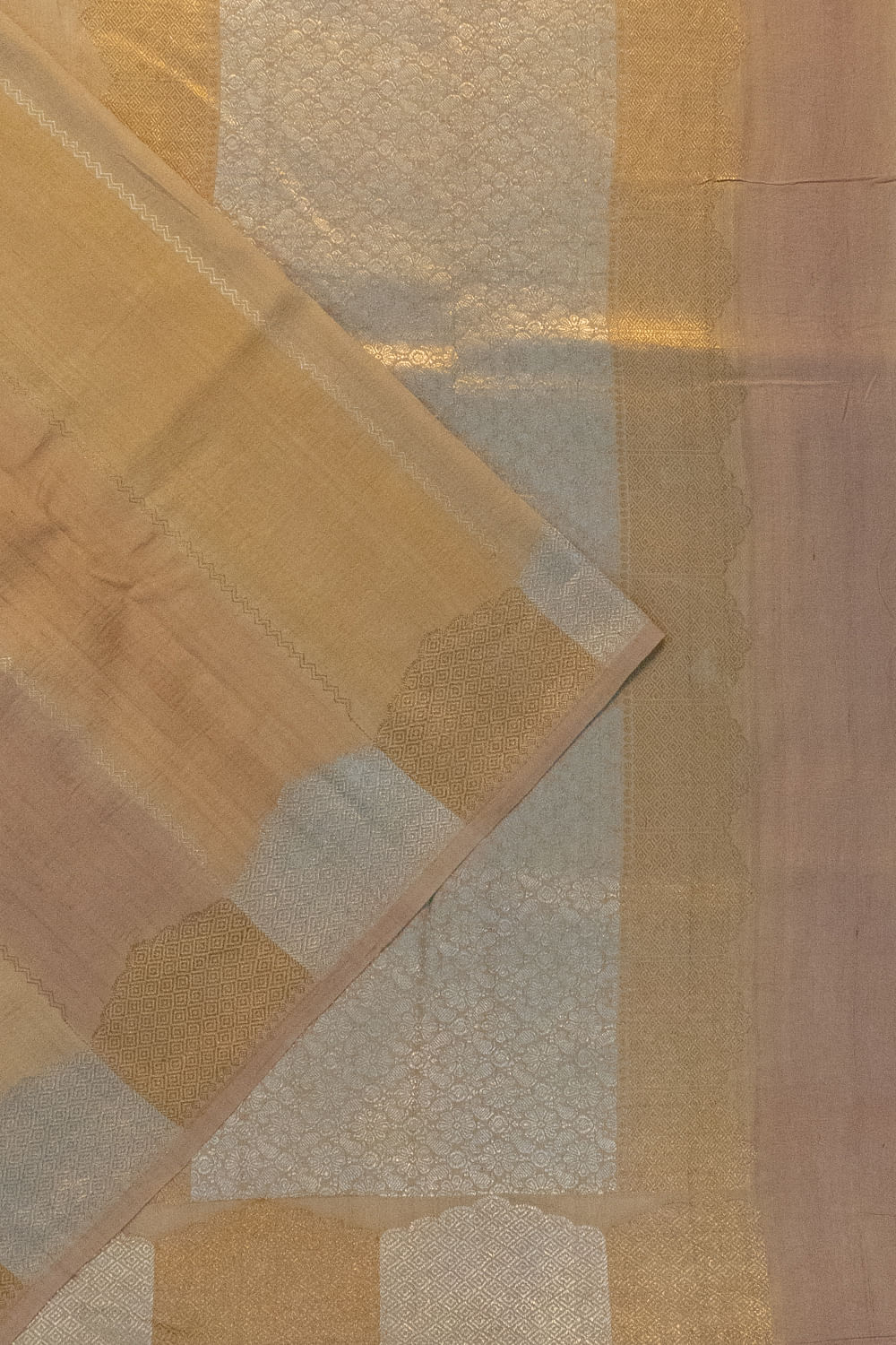 Banarasi Tussar Rangkat Style Beige Saree