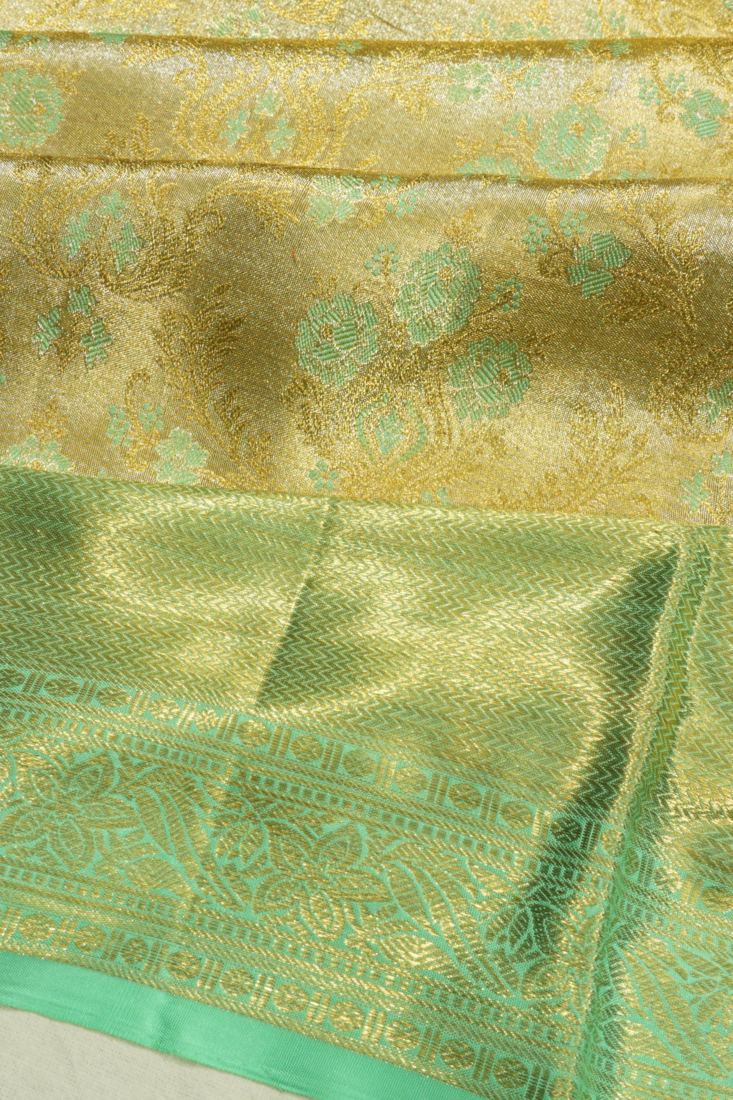 Kanchipuram Silk Tissue Brocade Green Saree