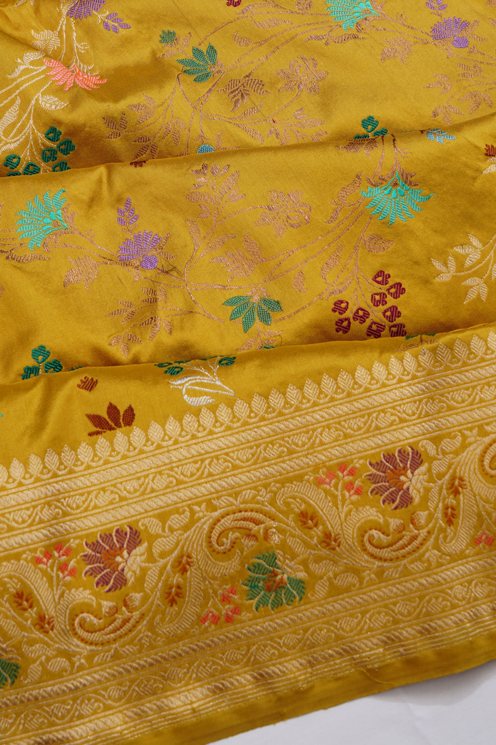 Banarasi Silk Jaal Yellow Saree
