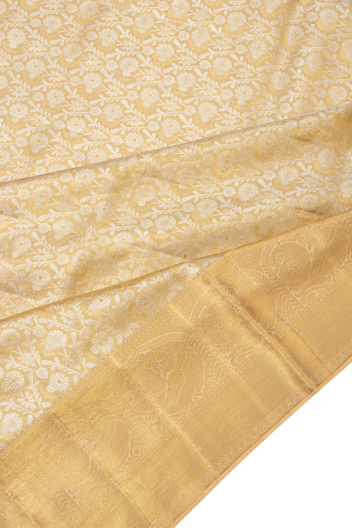 Kanchipuram Silk Tissue Brocade Gold Saree