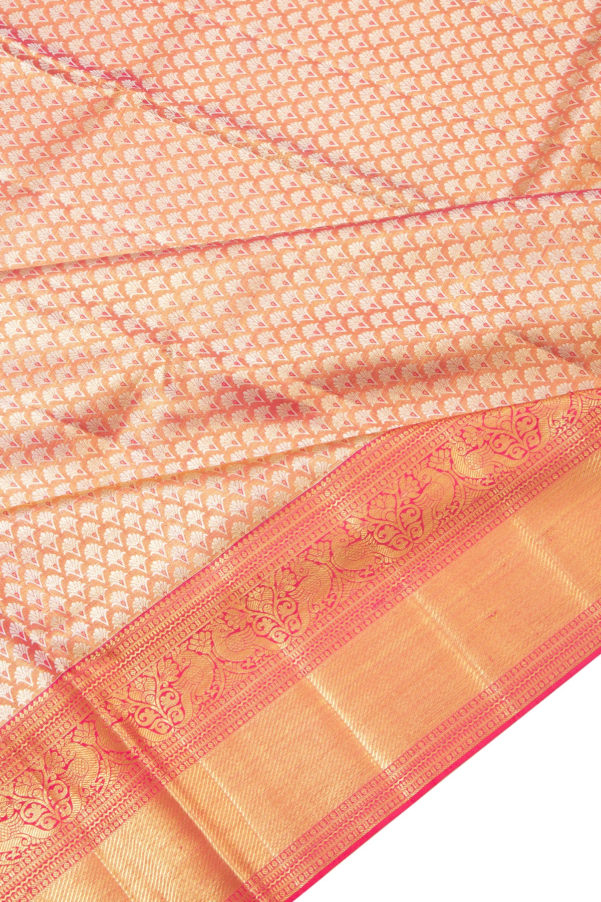 Kanchipuram Silk Tissue Brocade Pink Saree