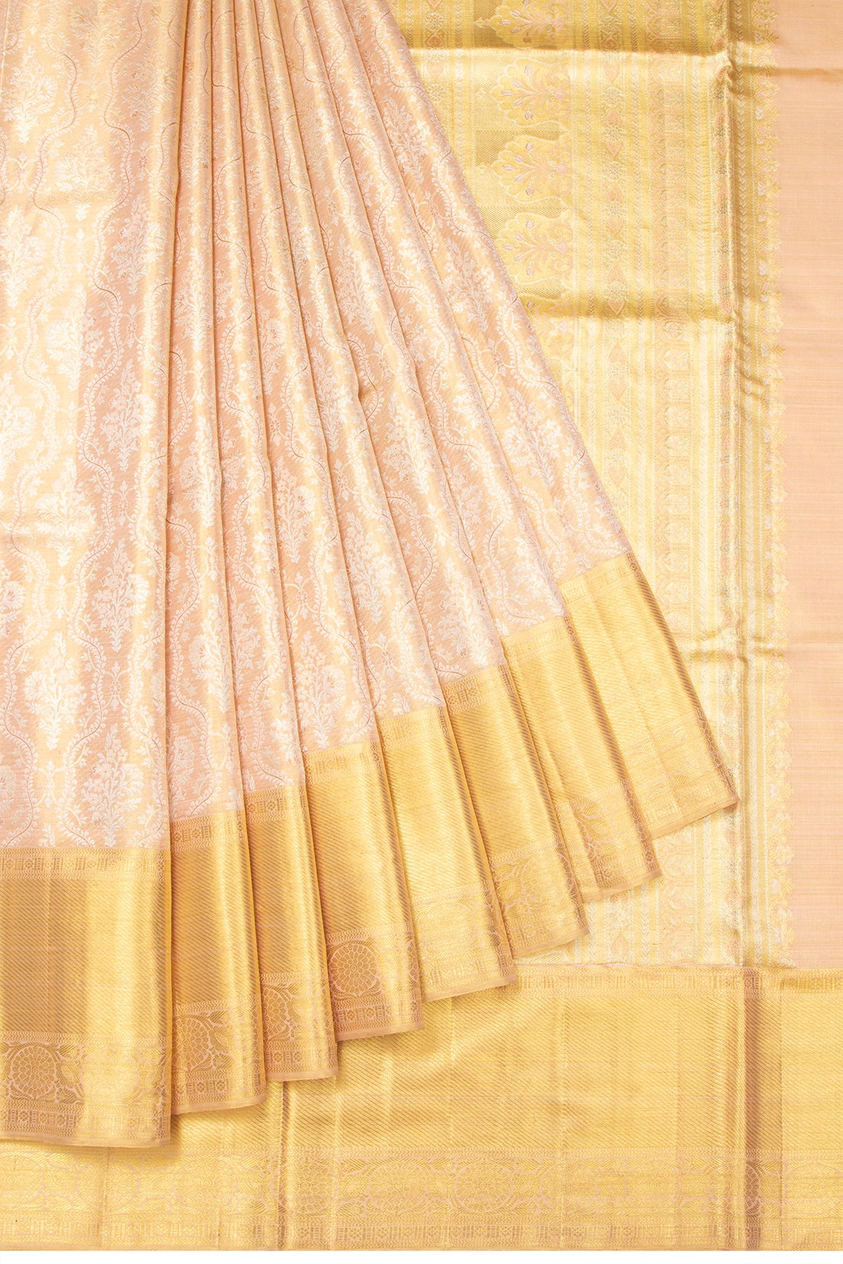 Kanchipuram Silk Tissue Brocade Gold Saree 1214841665