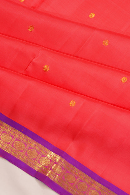 Taranga Kanchi Silk Butta Reddish Pink Saree
