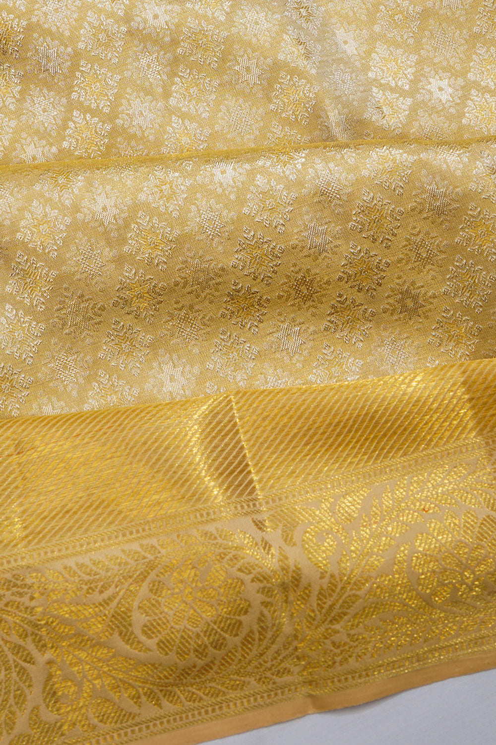 Kanchipuram Silk Tissue Brocade Gold Saree 1214841870