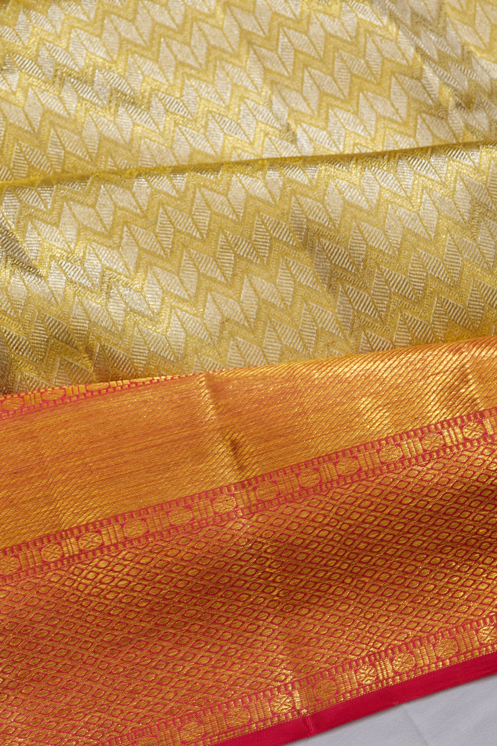 Kanchipuram Silk Tissue Brocade Gold Saree 1214841875