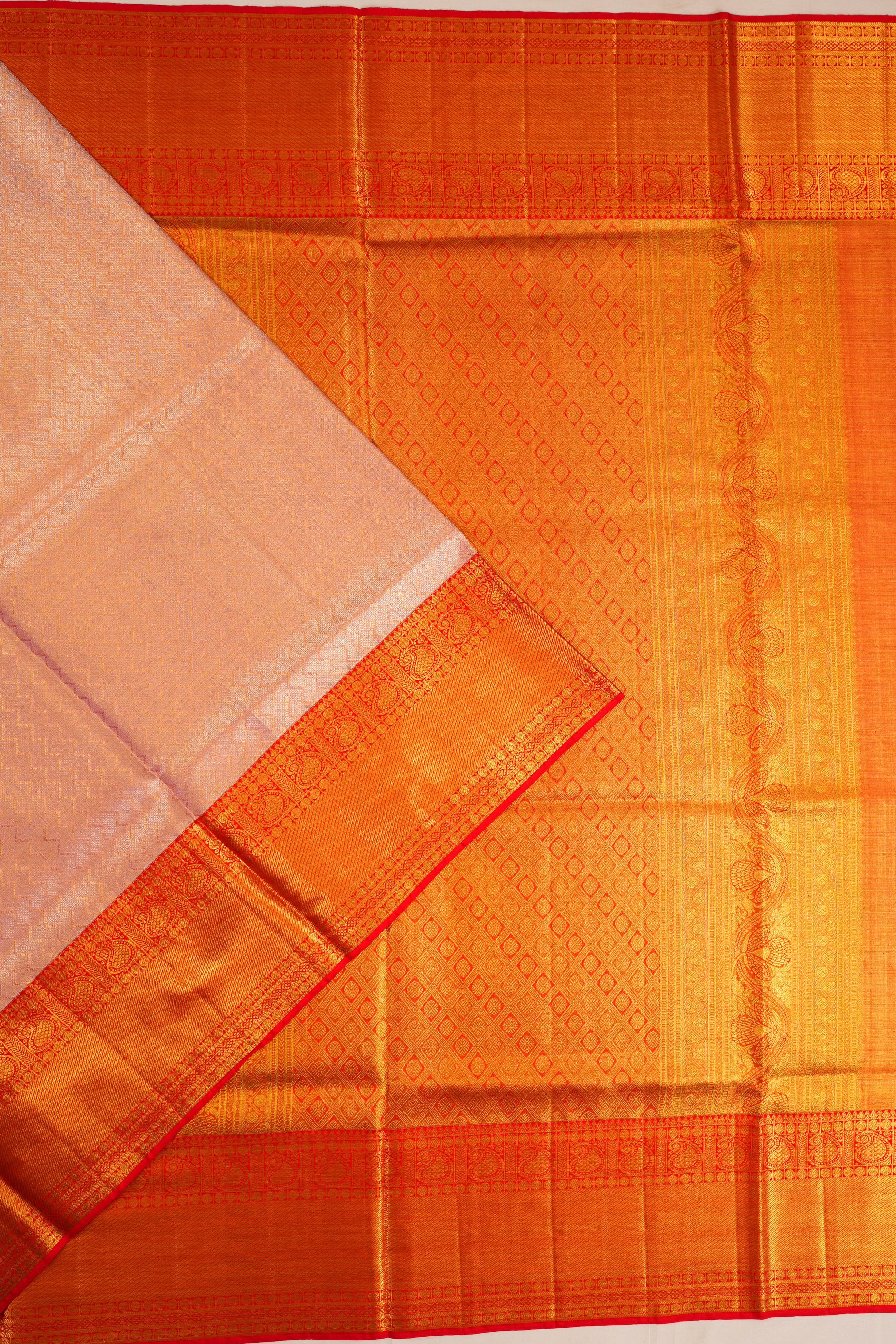 Kanchipuram Silk Tissue Brocade Pink Saree