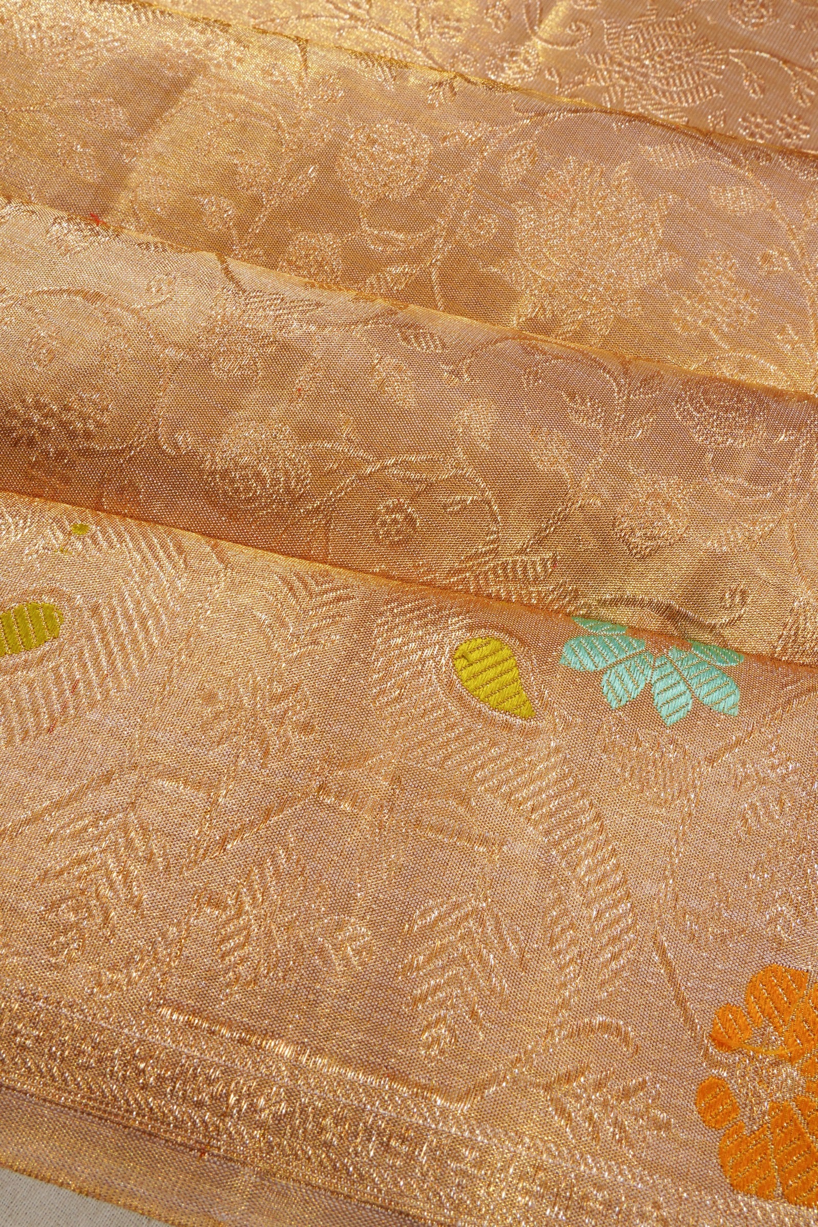 Kanchipuram Silk Tissue Brocade Gold Saree