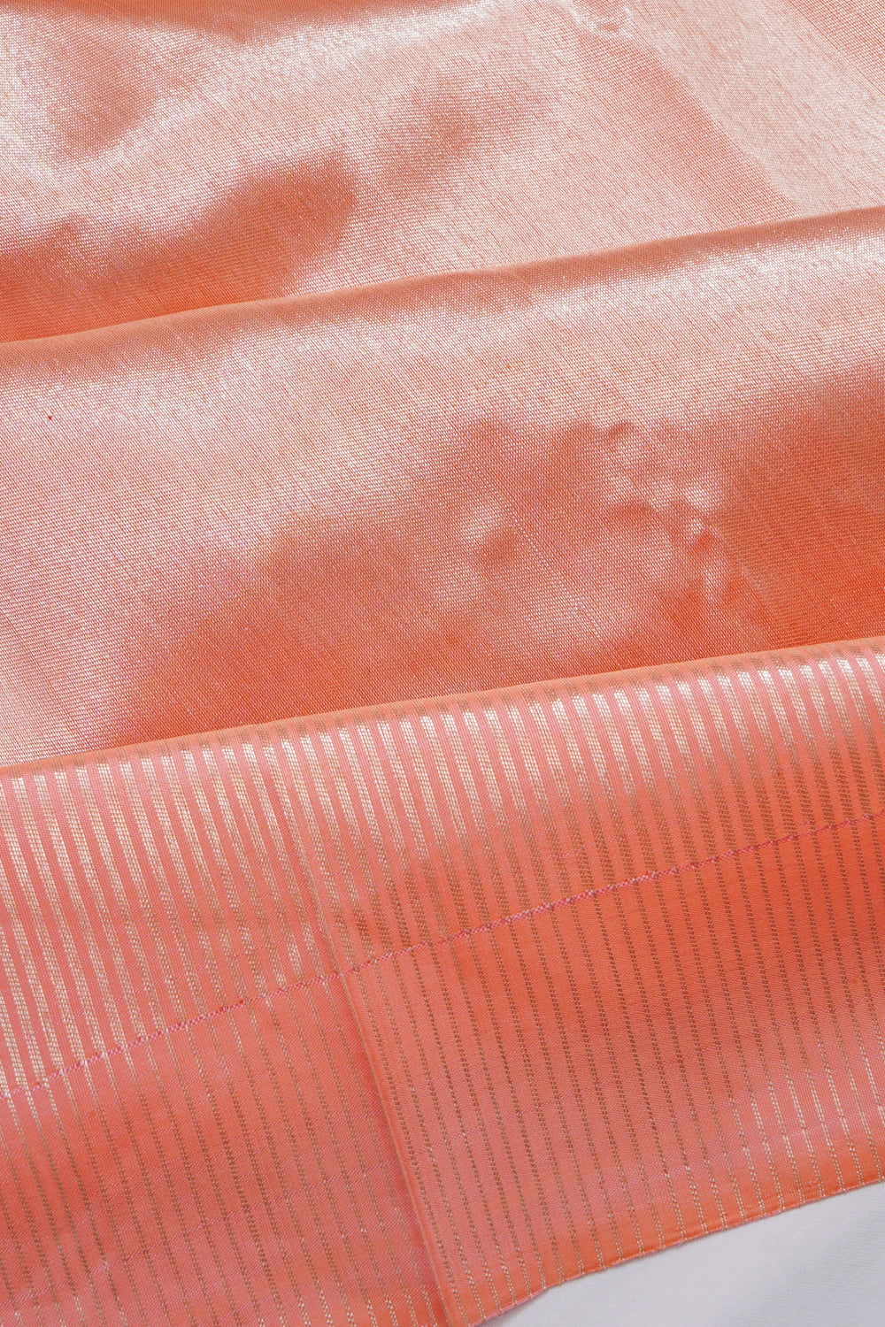 Kanchipuram Silk Tissue Plain Peach Saree