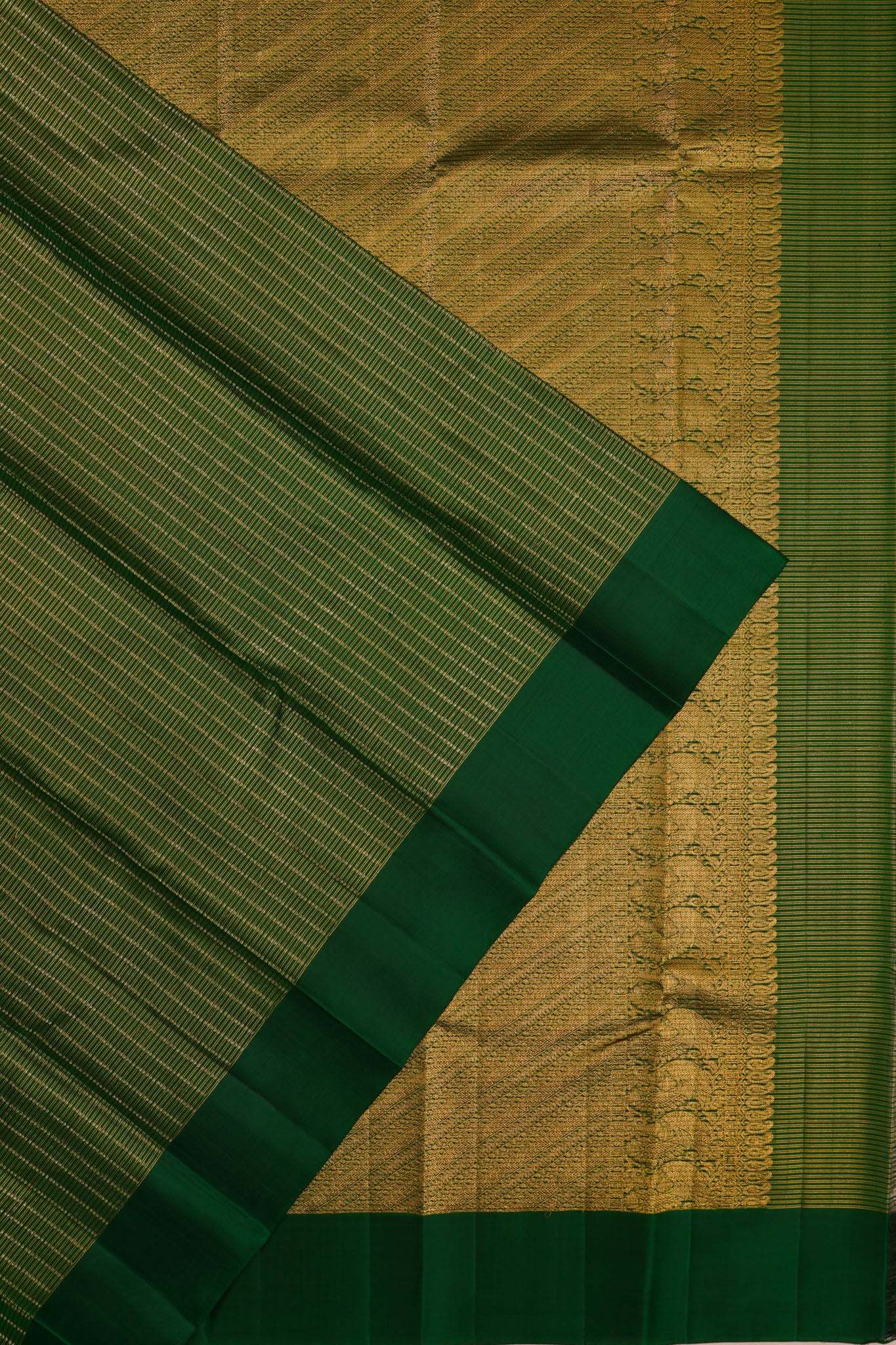 Taranga Kanchi Silk Checks Dark Green Saree
