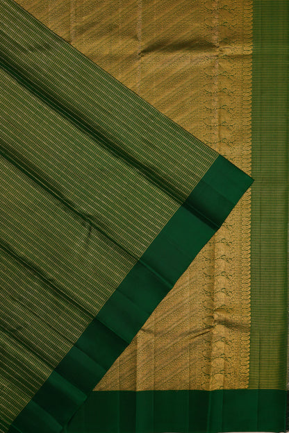 Taranga Kanchi Silk Checks Dark Green Saree