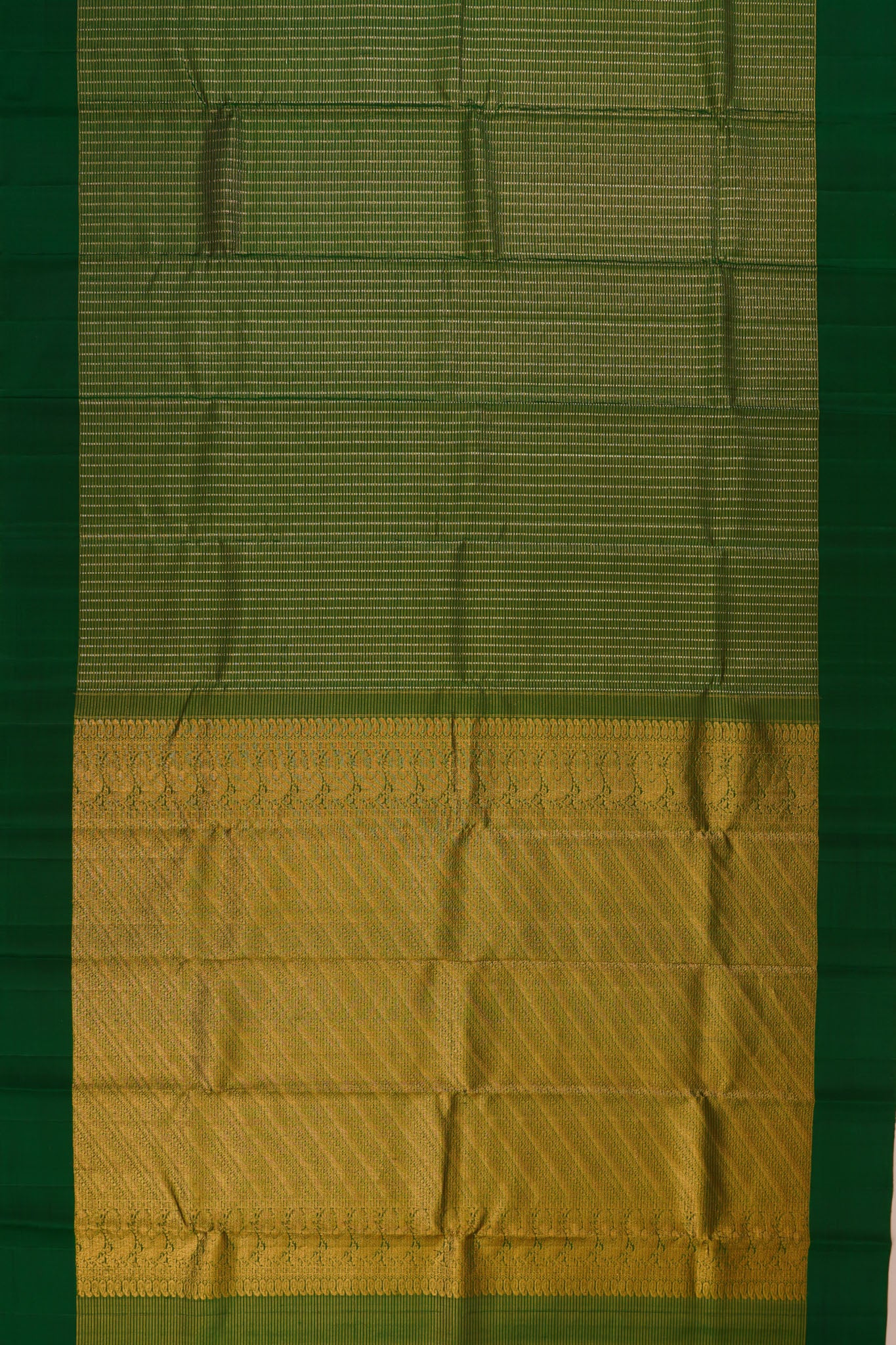 Taranga Kanchi Silk Checks Dark Green Saree