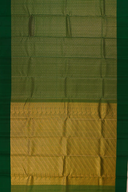 Taranga Kanchi Silk Checks Dark Green Saree