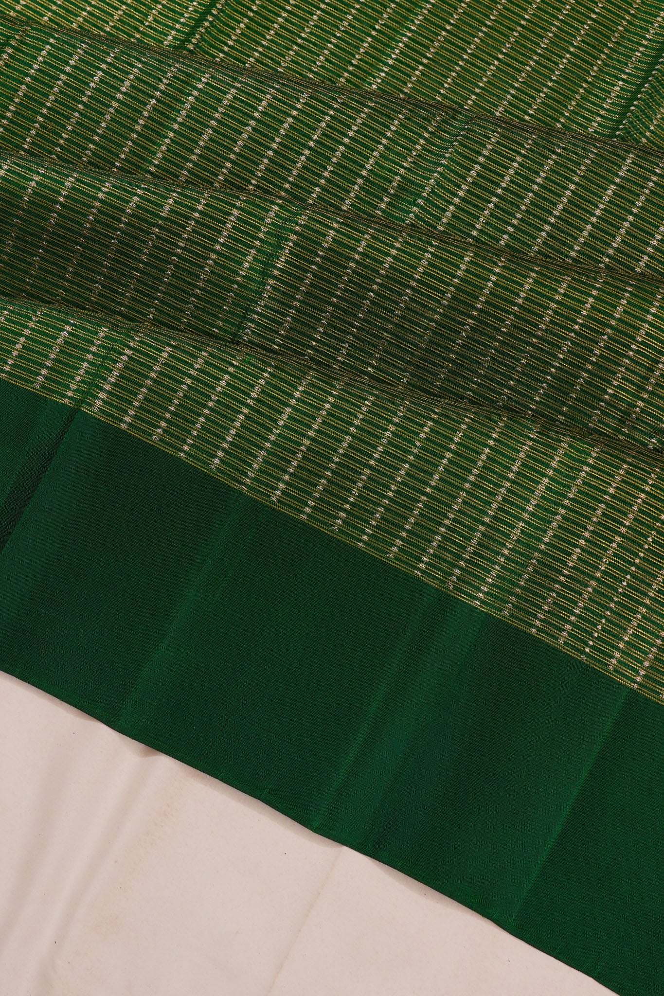 Taranga Kanchi Silk Checks Dark Green Saree