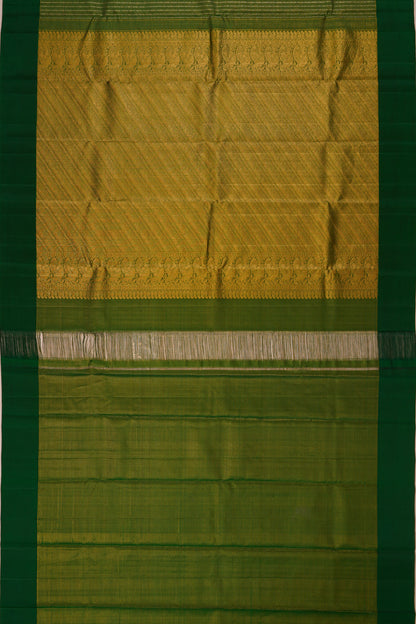 Taranga Kanchi Silk Checks Dark Green Saree