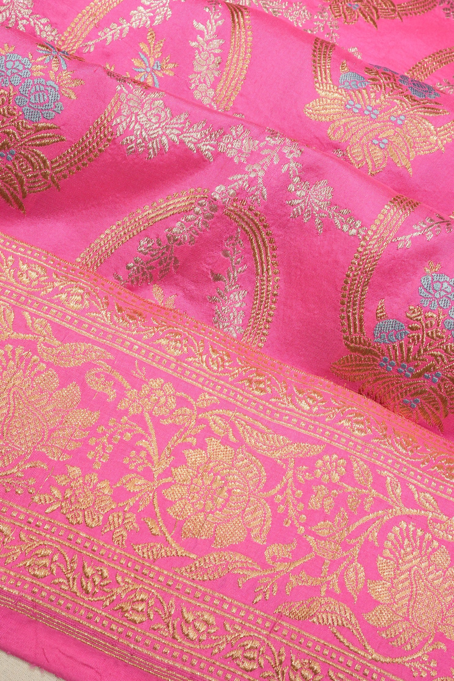 Banarasi Silk Kadwa Jaal Pink Saree