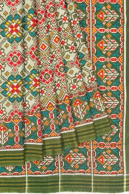 Patan Patola Silk Double Ikat Navratna Pastel Green Saree