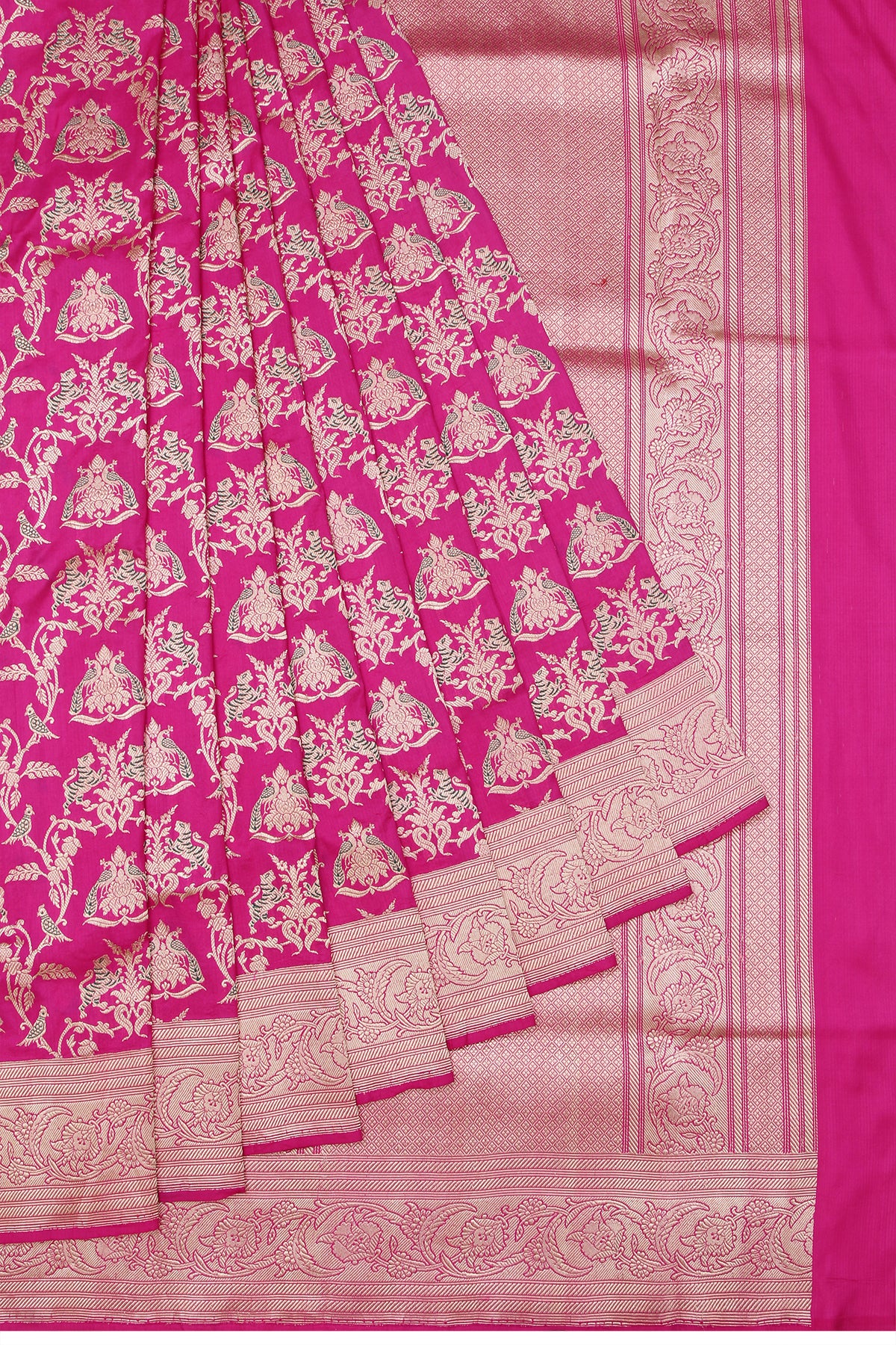 Banarasi Silk Jaal And Butta Rani Pink Saree 1214846276