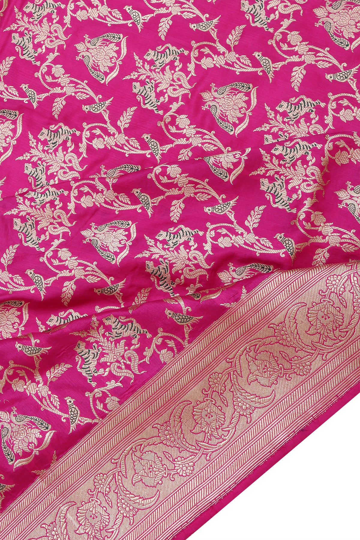 Banarasi Silk Jaal And Butta Rani Pink Saree 1214846276