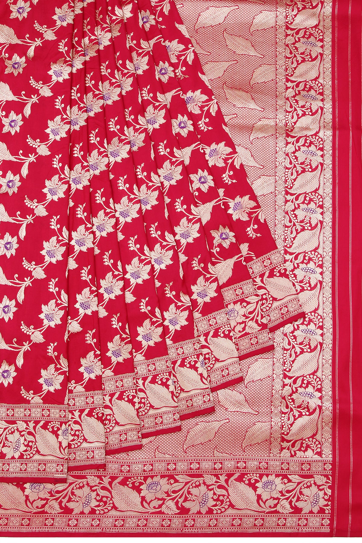 Banarasi Silk Kadwa Jaal Red Saree 1214846279