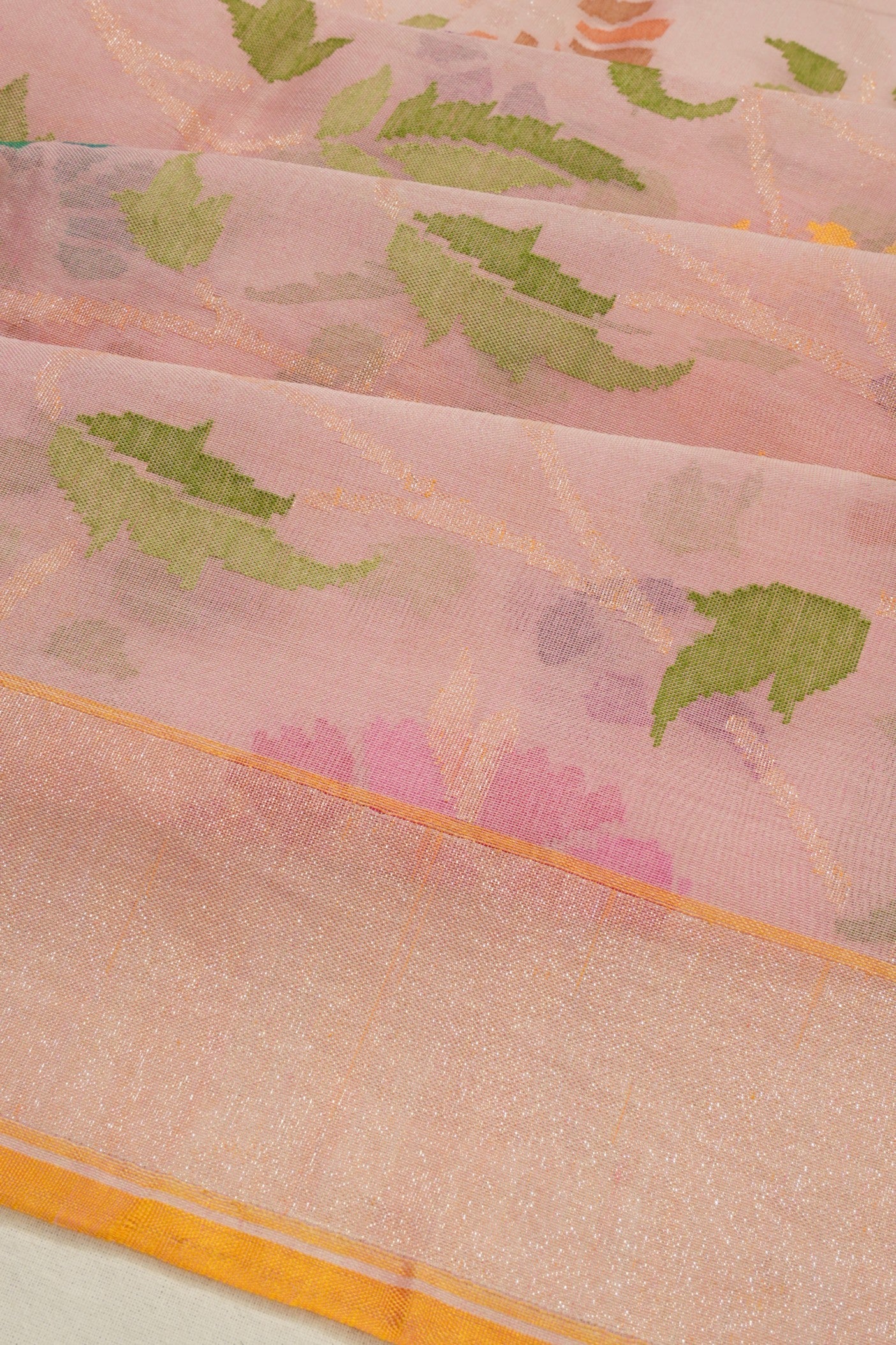Banarasi Cotton All Over Jamdani Baby Pink Saree 1214851201