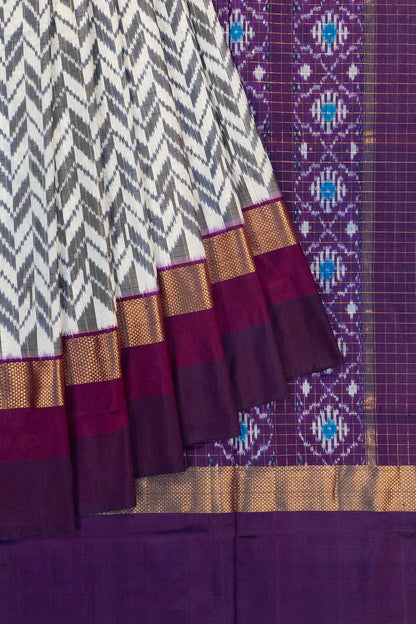 Pochampally Silk Ikat White Saree