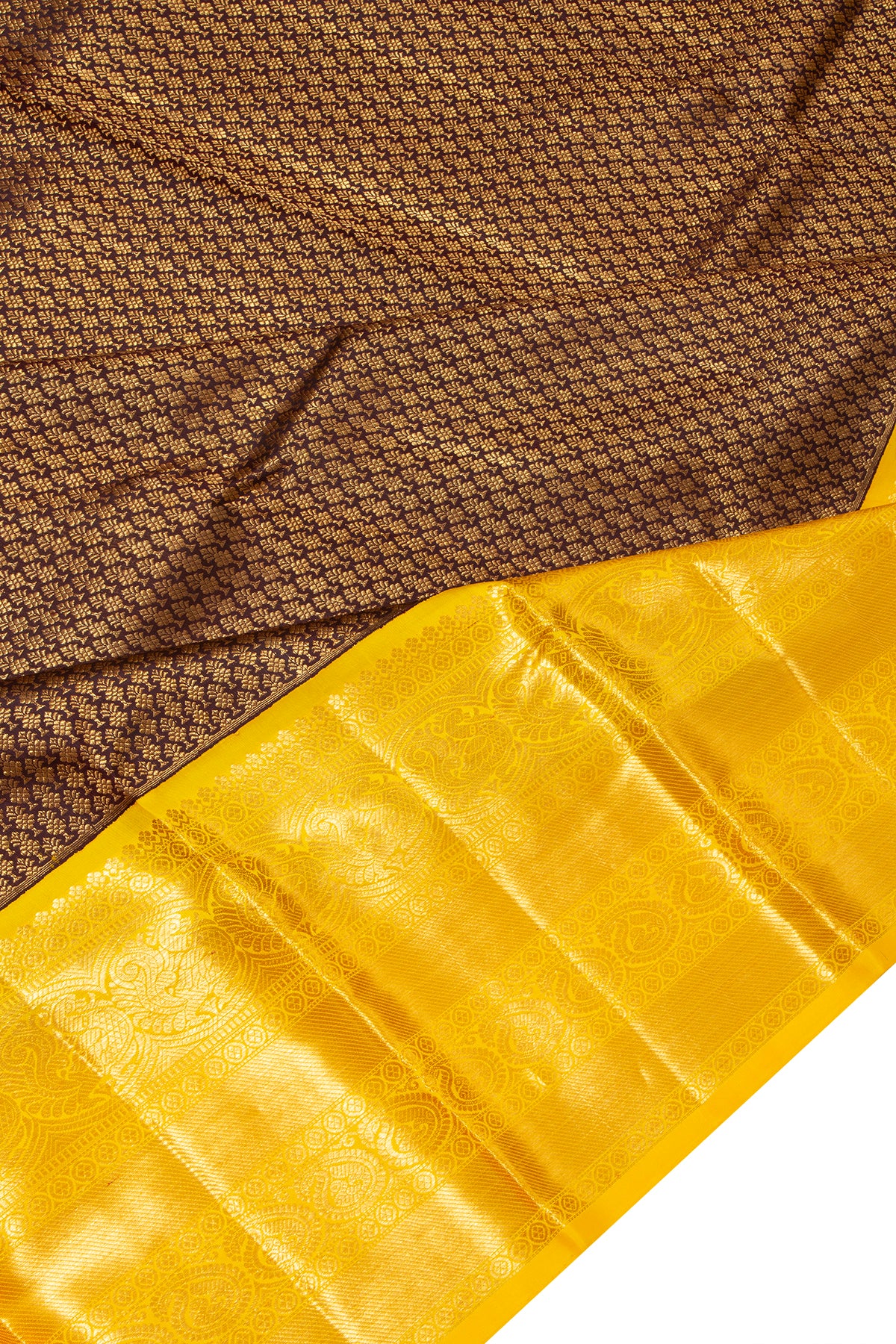 Kanchipuram Silk Brocade Brown Saree