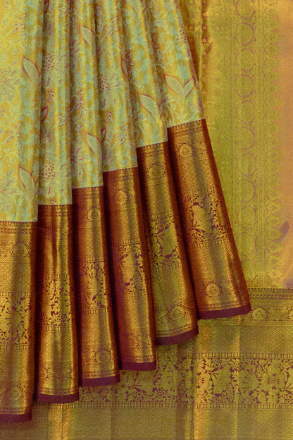 Taranga Kanchi Silk Tissue Brocade Gold Saree