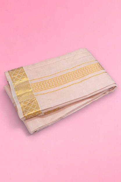 Kanchipuram Silk Jacquard Peach Dhoti With Kanduva