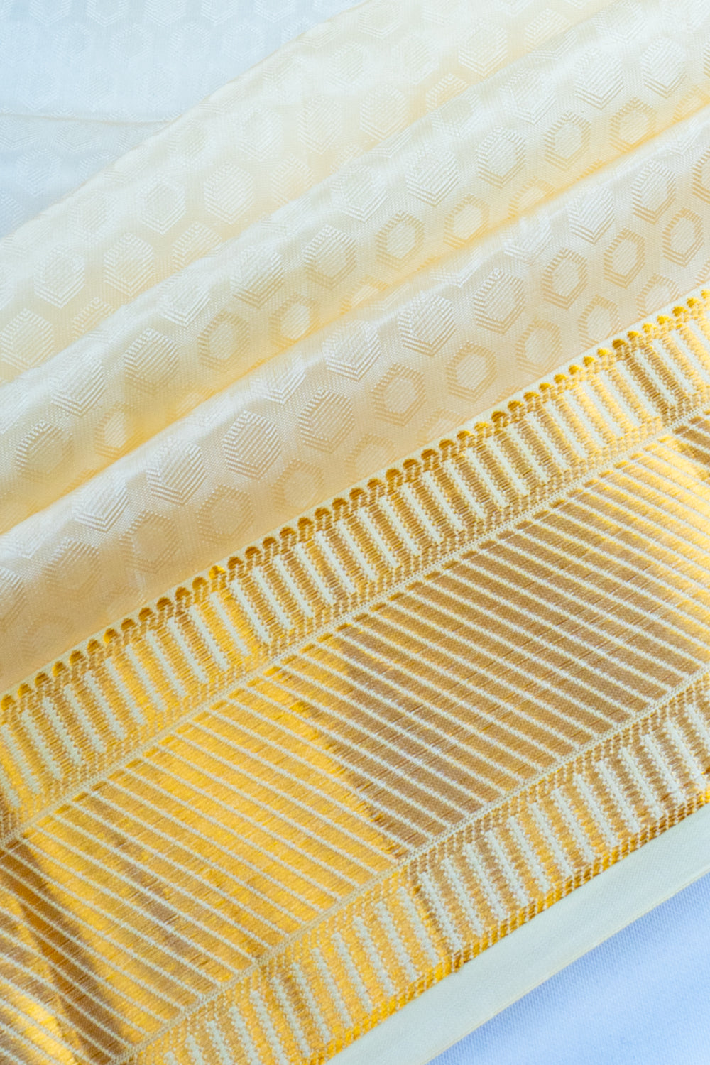 Kanchipuram Silk Jacquard White Dhoti With Kanduva