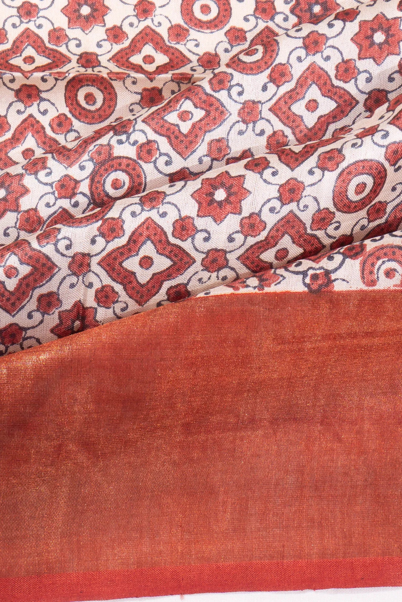 Tussar Batik Printed White Saree