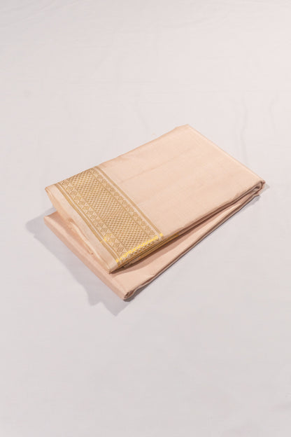 Kanchipuram Silk Plain Peach Dhoti With Kanduva