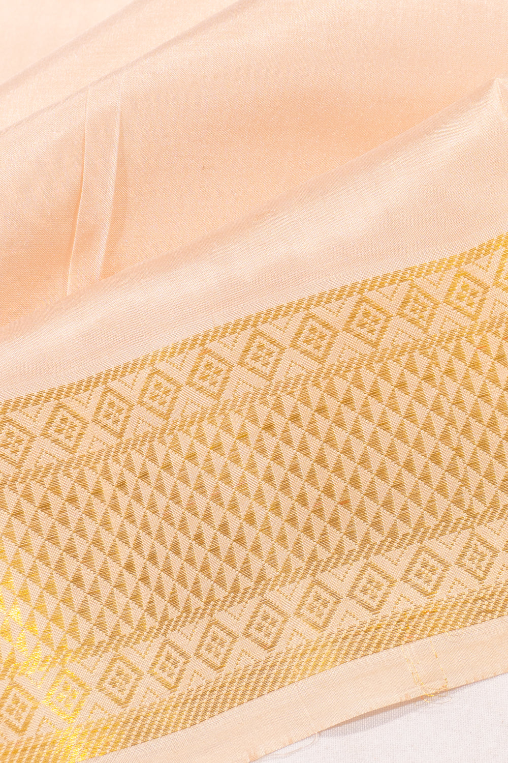 Kanchipuram Silk Plain Peach Dhoti With Kanduva