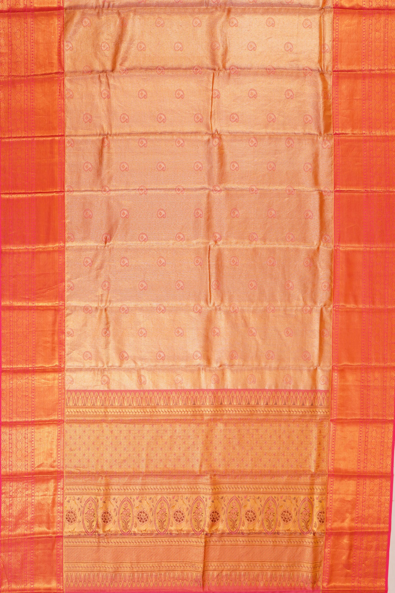 Taranga Kanchi Silk Tissue Butta Gold Saree