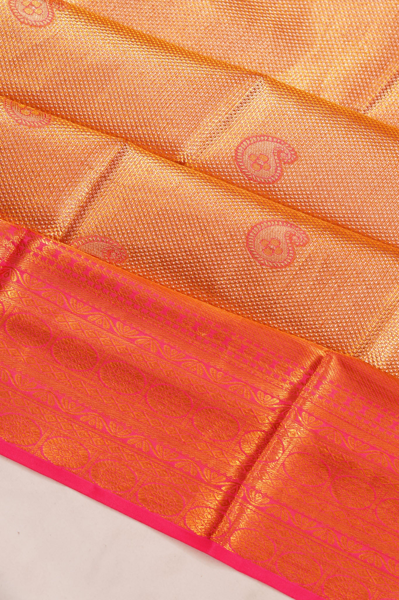 Taranga Kanchi Silk Tissue Butta Gold Saree