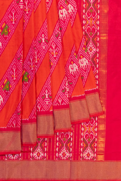 Pochampally Silk Ikat Dual Tone Pink And Orange Saree