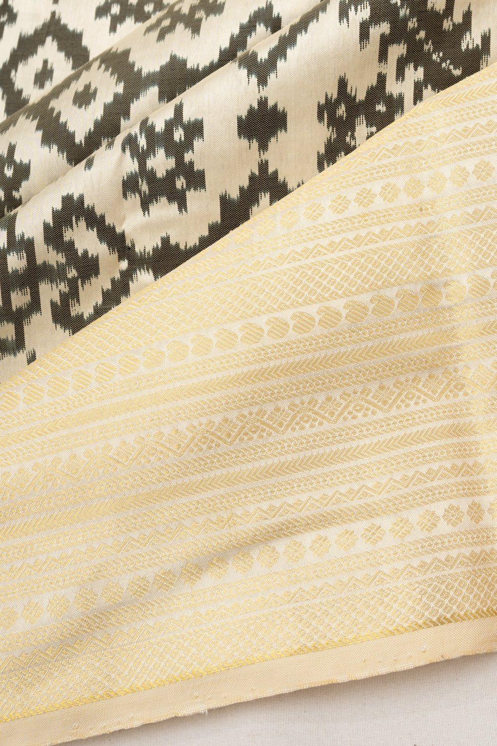 Kanchipuram Silk Ikat Off White Saree
