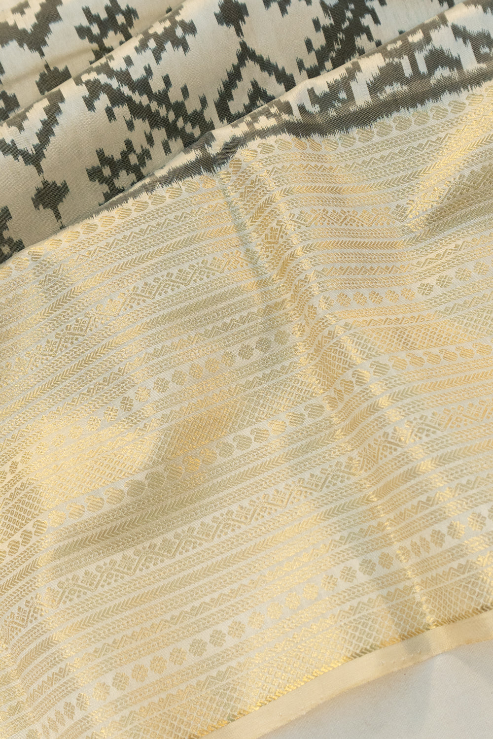 Kanchipuram Silk Ikat Off White Saree